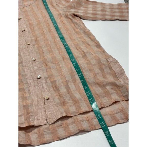 Poetry Linen Cotton Check Button Down Tunic Top Terracotta US 2 UK 6 Lagenlook - Picture 7 of 9